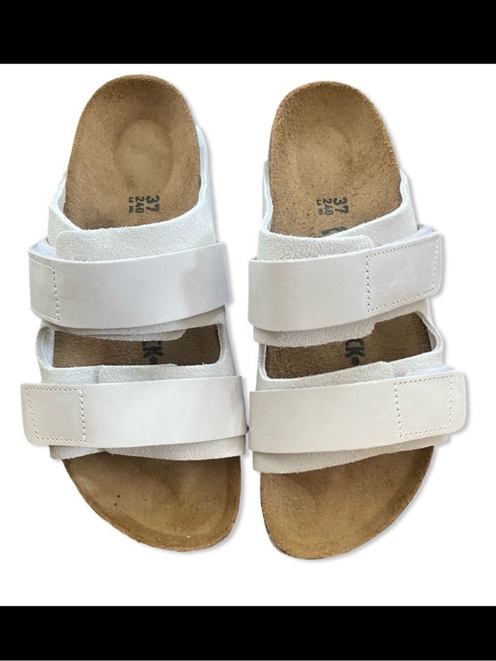 Birkenstock Uji sandals shoes white suede big buckle Arizona Revolve Sz 37 US 6